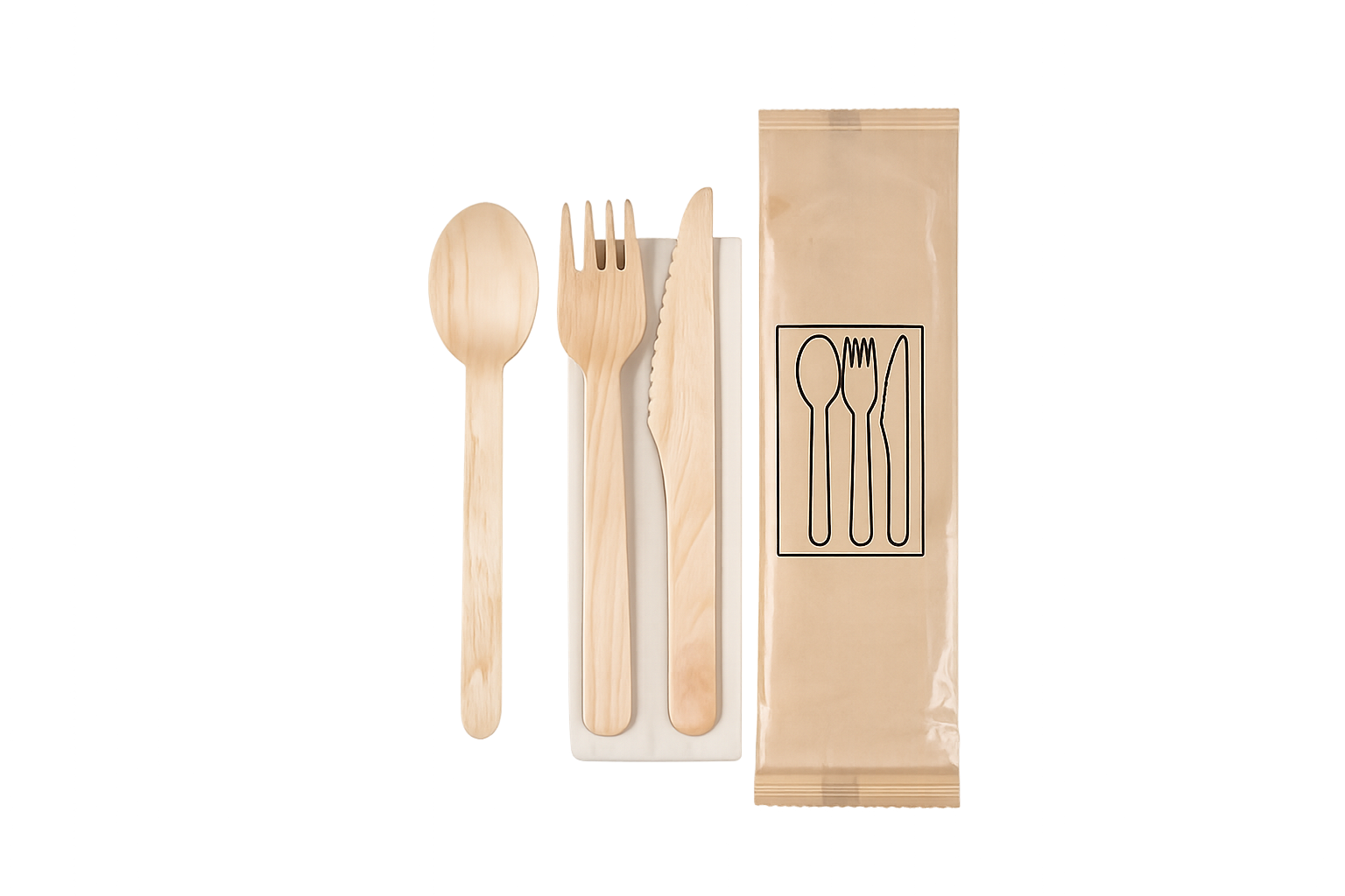Wooden Cutlery Set (Fork + Spoon + Knife)